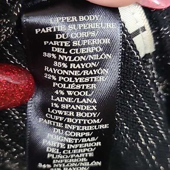 Ann Taylor Petite Wool Blend V-Neck Sweater Dress Black Gold Shimmer Winter Knit - Picture 9 of 12